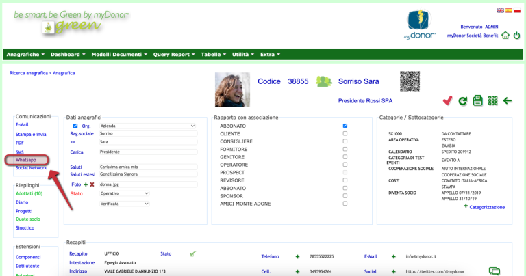 WhatsApp Business integrato nei CRM myDonor®